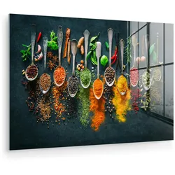 ACRYLGLASBILD Kräuter - Gewürze - Löffel Room Decor 90x60 cm