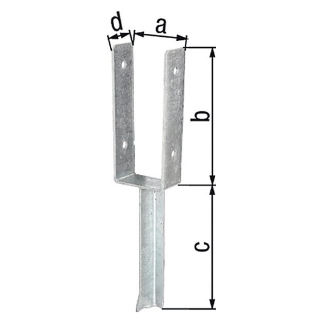 GAH U-Pfostenträger ETA-10/0210 91x200x200x50mm feuerverzinkt mit Betonanker aus T-Eisen (1 Stk.) (216771)
