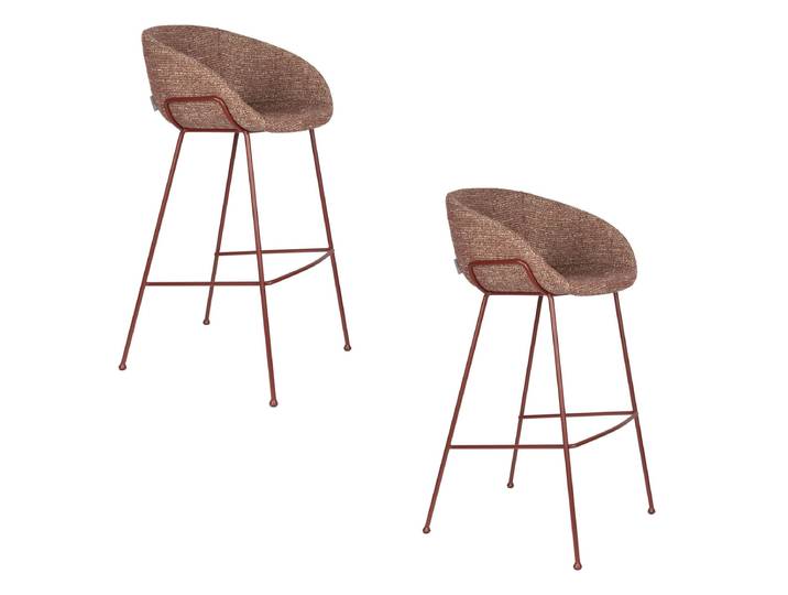 Barhocker Feston 2er-Set – aus Stoff in Rot - Rot - Stoff - Luxusbetten24