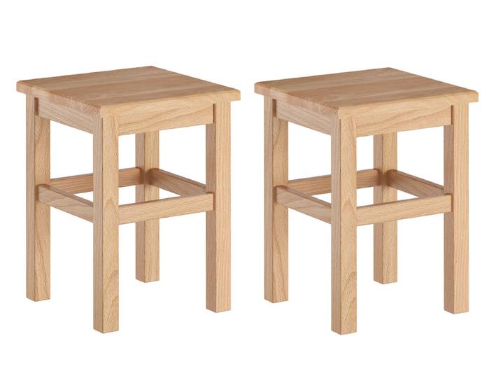 Massiver Hocker Sitzhocker Buche Natur 32x32x45 cm