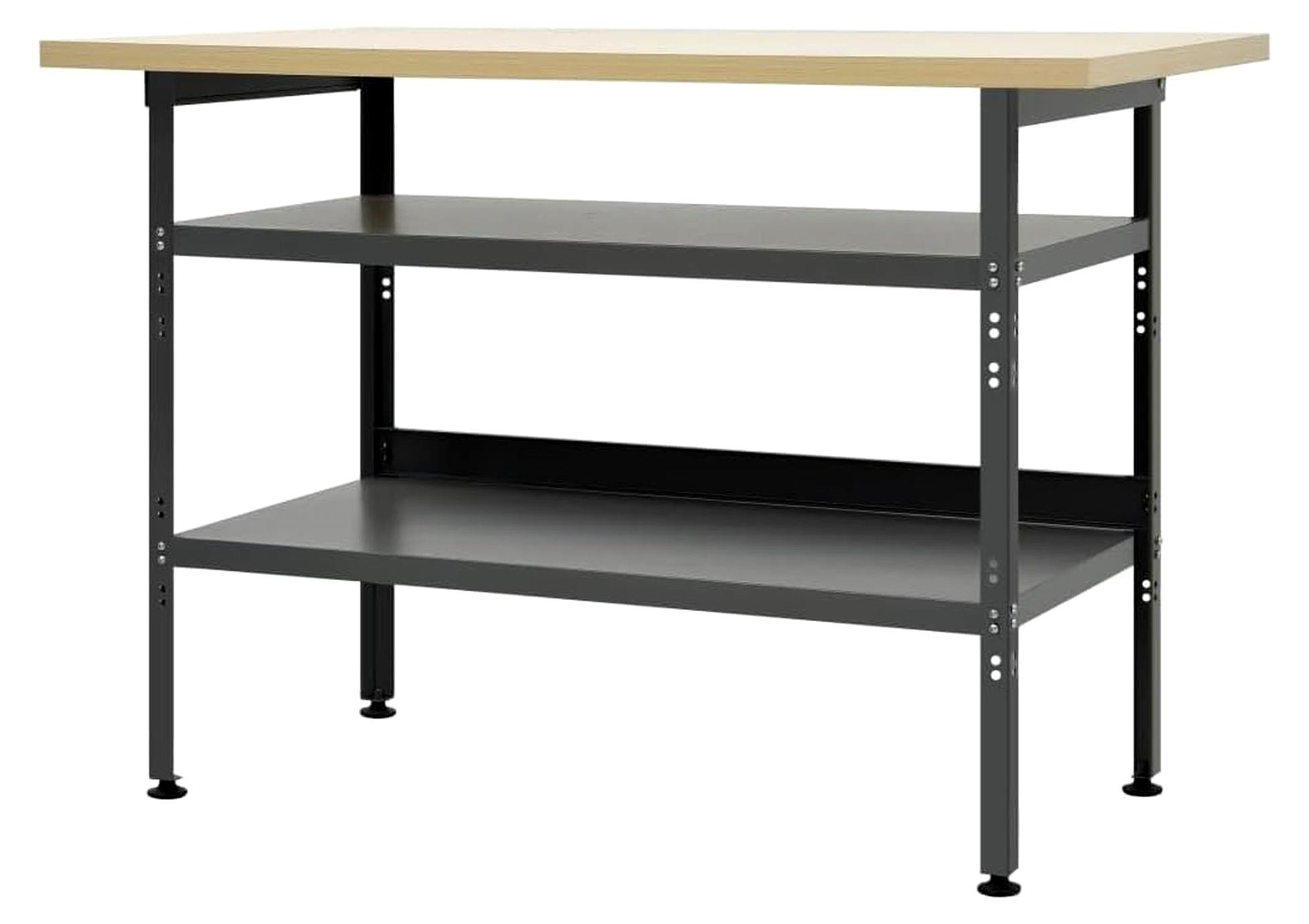 Werkbank Grau 120x60x85 cm Stahl für Werkstatt, Haus, Büro