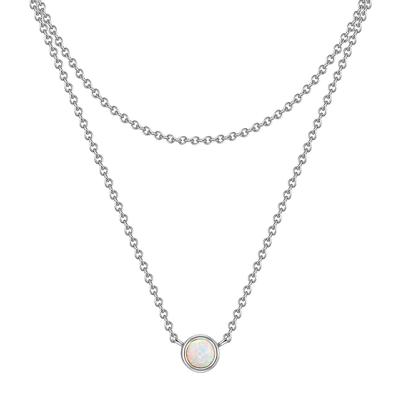 Kette mit Anhänger GLANZSTÜCKE MÜNCHEN "GSM1194", silber, Halsketten, Damen, 42,0/36,0cm Basiskette + 5,0cm Verläng, B: 0,7mm, Kette mit Anhänger Sterling Silber Opal (synth.), B:0,7mm