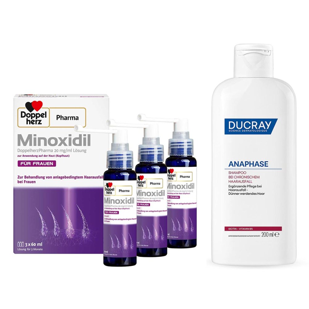 Minoxidil Doppelherz Frauen Lösung (3x60ml) + Anaphase Shampoo 08107520