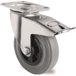 Tecwerk, Möbelrollen, Lenkrolle mit Totalfeststeller Rad-Ø 160 mm Tragfähigkeit 135 kg mit Anschraubplatte Rollenlager...
