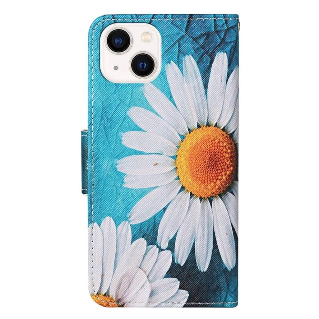 Cover-Discount iPhone 15 Plus - Leder Etui Hülle Margeriten (Apple iPhone 15 Plus) (660149628E)