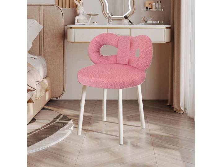 Tabouret avec dossier en nœud papillon chaise de maquillage repose-pieds réglables chaise de coiffeuse sans accoudoirs