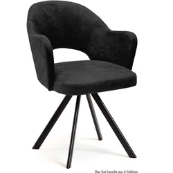ARMLEHNSTUHL drehbar (6er-Set) Devon 59x87x61 Schwarz/Anthrazit