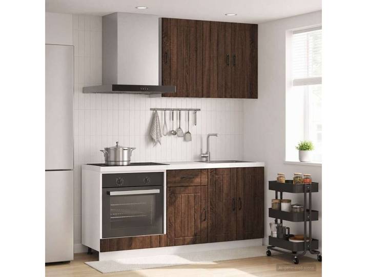 vidaXL Hängeschrank vidaXL Kücheneinheit LUCCA 5 stk. Brauneiche Holzwerkstoff