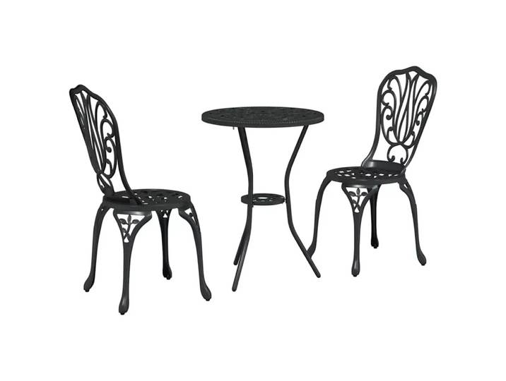 VidaXL - Garten bistro set aluminium, One Size, Schwarz
