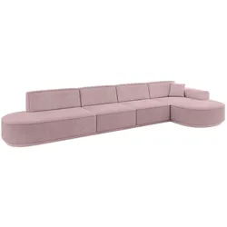 ECKSOFA Ottomane Rechts MARI-L3-v3 - 413x171x83 cm Rosa Cord
