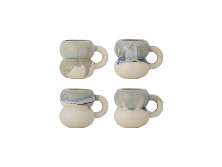 Mug Lot de 4 en grès bleu Luna