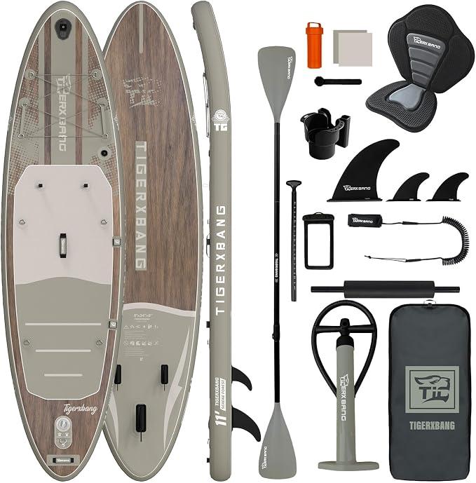 Aufblasbares Paddle Board, Stand Up Paddling Board für Erwachsene/Kinder, Komplettes ISUP-Surf-Set, Rosa/Grün