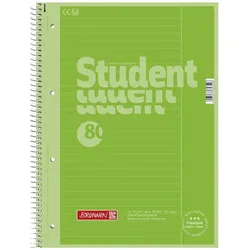 5x Brunnen, Heft + Block, Kollegblock Student Colour Code A4 90g/qm 80 Blatt kiwi Lineatur 25 (A4)