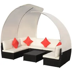 Helloshop26 - Gartenmöbel Outdoor Lounge-Set Möbelstück 9-tlg. mit Vordächern Polyrattan schwarz 02_0017887