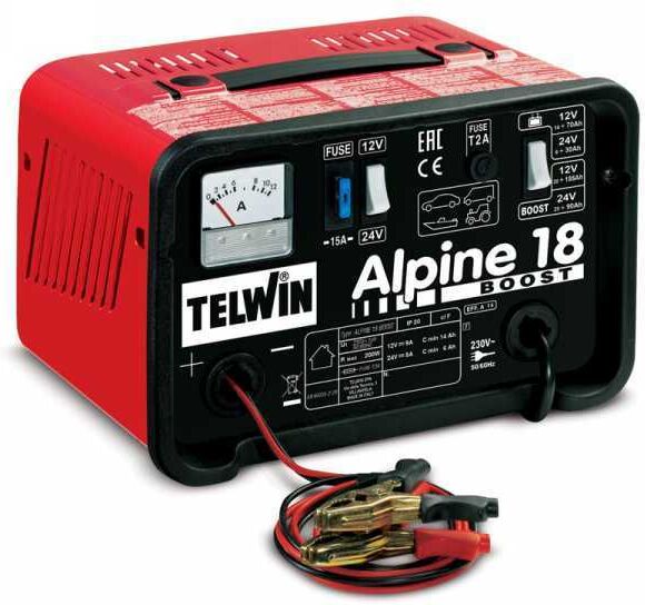 Telwin Alpine 18 Boost - Chargeur de batterie - batteries humides d'une tension de 12/24V - monophasé