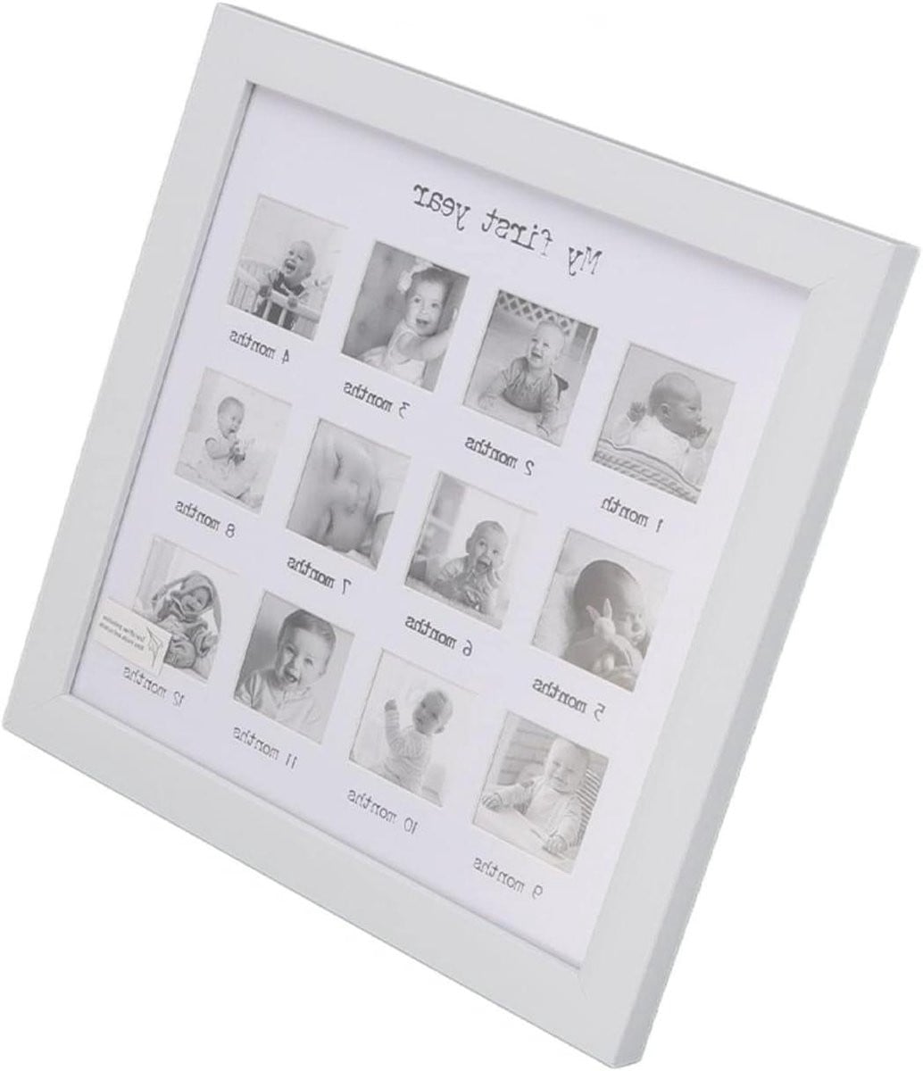 Baby Fotoframe Eerste Jaar Wit - 12 Maanden Collage - 25 cm