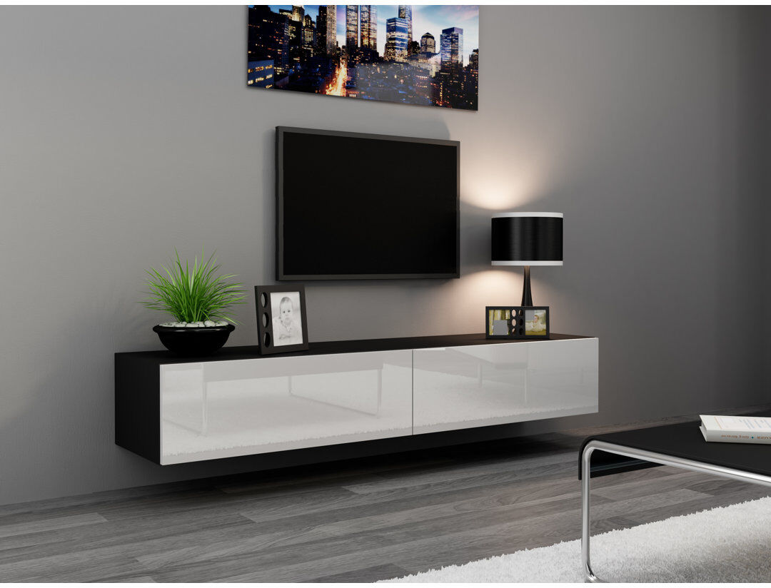 Wade Logan Agusta TV Stand for TVs up to 75" Black/White Gloss 75"
