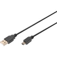 USB 2.0 Anschlusskabel USB-A (Stecker) > Mini-USB (Stecker) schwarz, 1 Meter