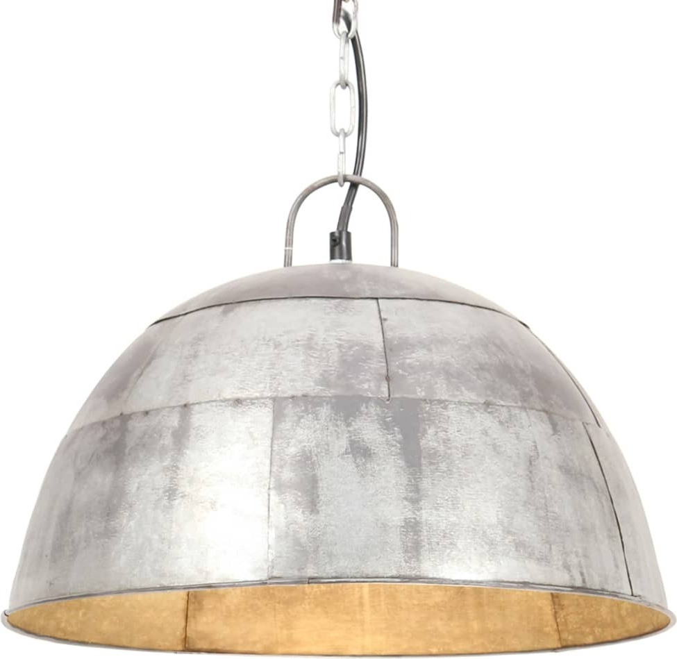 The Living Store hanglamp, vintage industriële stijl, rond, zilverkleurig, 41 cm, E27, 25W