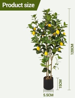 YUN 4 ft Artificial Lemon Tree in White Pot