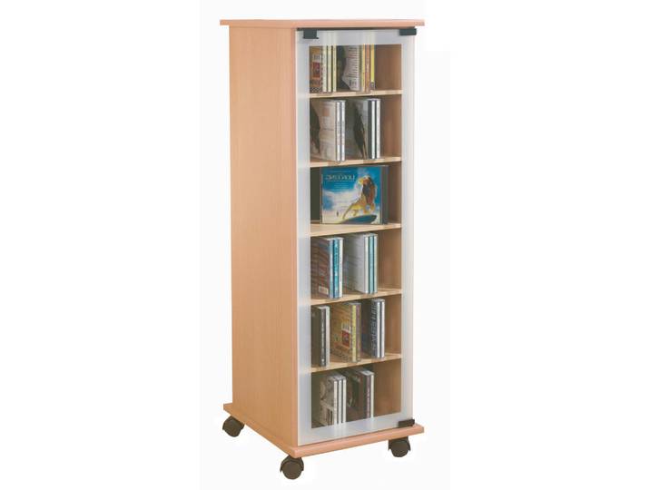 Mid.you Cd-Regal, Buchefarben, Glas, Holzwerkstoff, 10 Fächer, 31x97.5x35 cm, Wohnzimmer, TV Möbel, CD-Regale