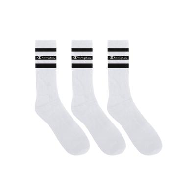 Tennissocken CHAMPION "Seasonal Crew Socks", Damen, Gr. 39-42, wht, wht, wht, Baumwollmischung, geringelt, unifarben, elastisch, Socken Tennissocken, 3er-Pack, über dem Knöchel endende Schaftlänge, mit Logoschriftzug