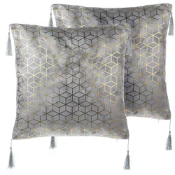 DEKOKISSEN 2er-Set Silber 45/45 cm Camellia