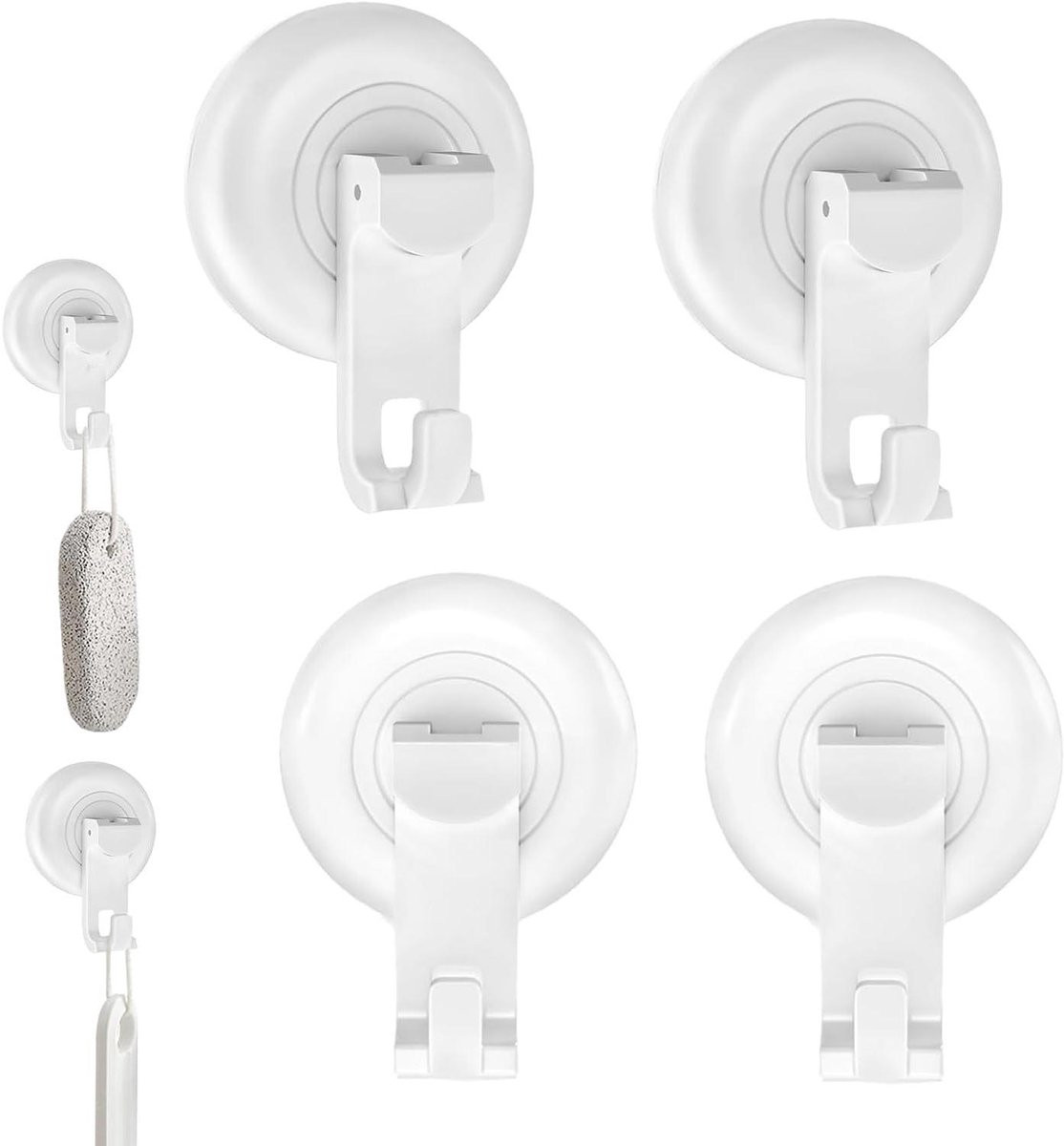 Set van 4 witte afneembare zuighaken voor in de badkamer