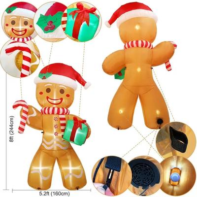Uplift Treasures 8FT Inflatable Gingerbread Man Christmas Yard Decoration With LED Lights w lyc 097 2.4m uk Plug