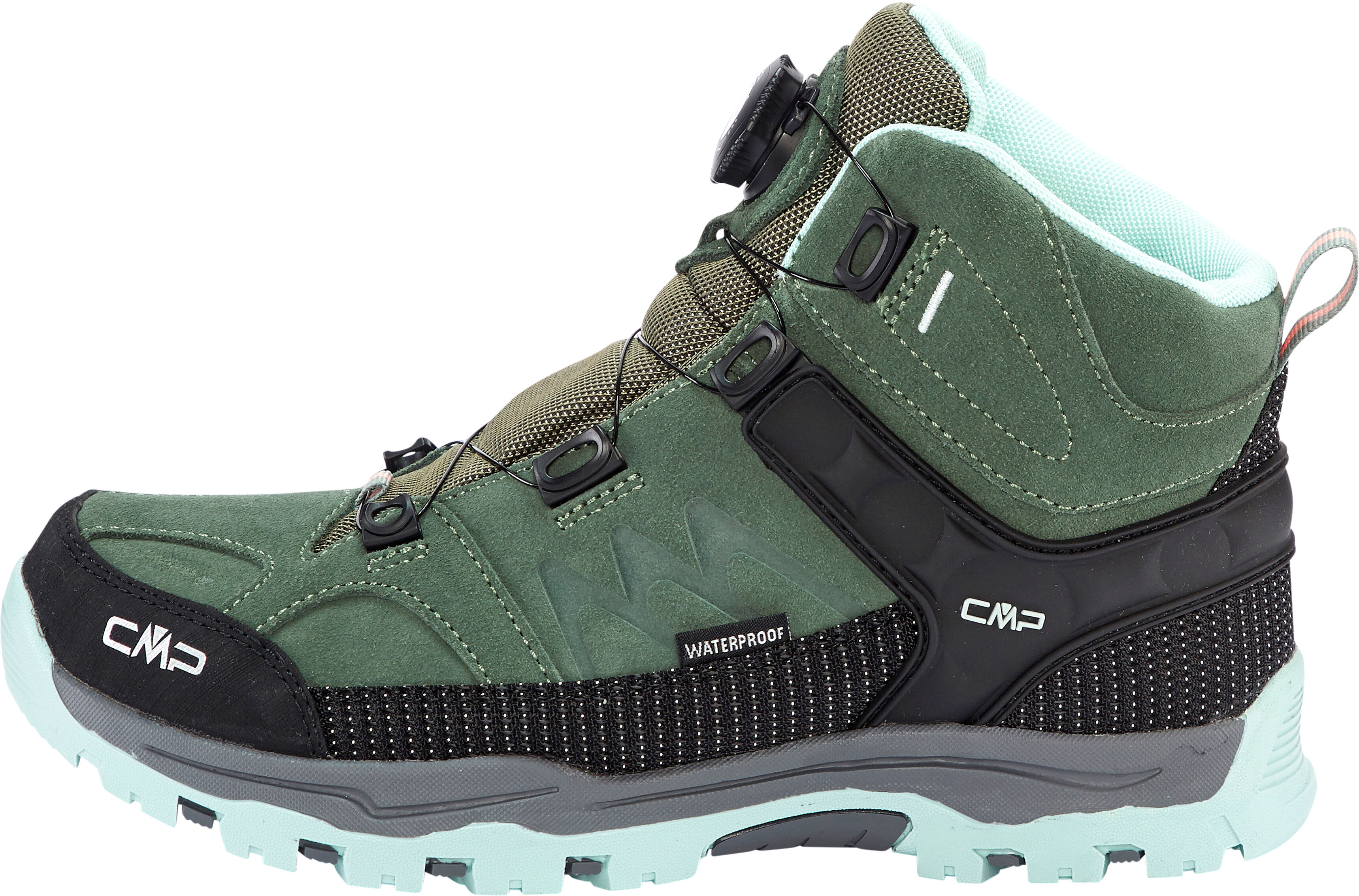 Outdoorschuh CMP "KIDS KIRUNA MID FITGO WP TREKKING SHOES", Kinder, Gr. 41, Synthetik, grün (musk, jade), Leder, Schuhe Outdoorschuh, wasserdicht musk, jade 41, Synthetik