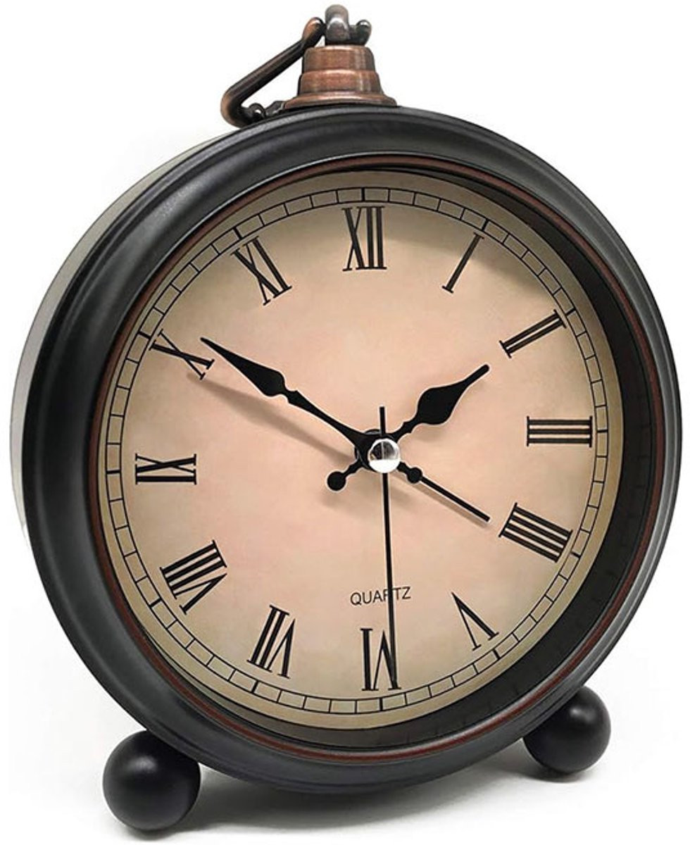Wclavion Retro tafelwekker met nachtlampje en snooze functie - Kastanjebruin