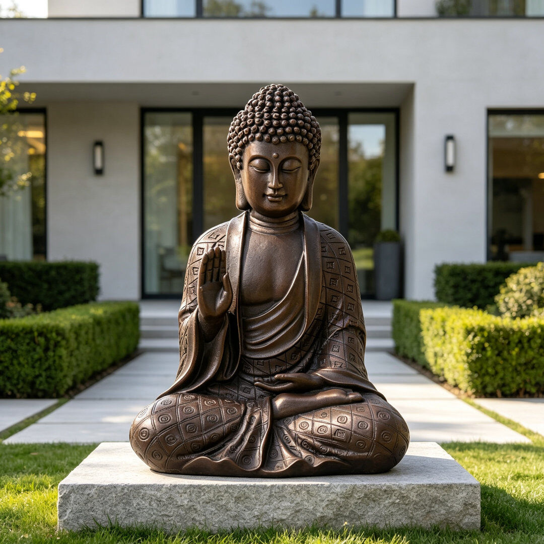Happy Larry Peaceful Buddha Statue - Zen Meditation & Home Decor Figurine Brown 17.8cm H X 12.7cm W X 7.6cm D