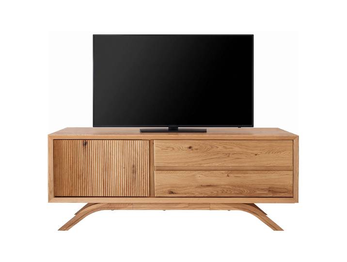 Meuble TV bas Chêne sauvage massif, huilé Bois/Marron 120cm