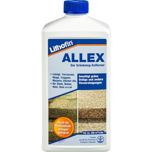 Lithofin Grünbelagentferner 032, ALLEX, biologisch abbaubar, Konzentrat bis 200 m², für Stein- und Holzflächen, 1 Liter