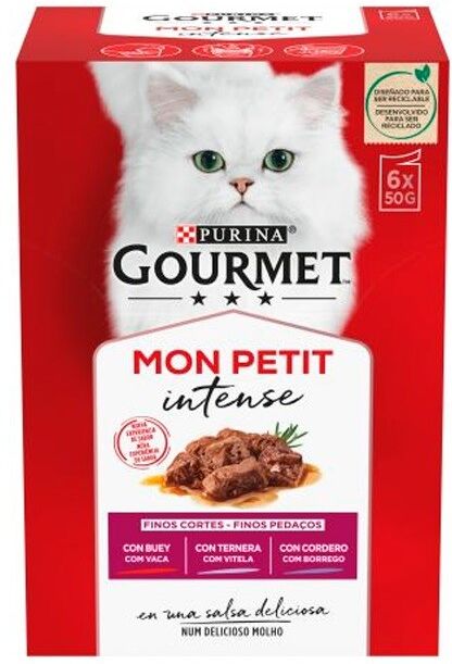 Purina Gourmet Mon Petit Selección Carnes Sobres para Gatos 8 x 6 x 50 gr