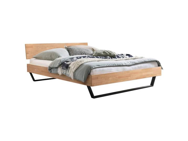 Hasena Bett, Eiche, Metall, Eiche, massiv, 160x200 cm, in verschiedenen Holzarten erhältlich, Größen erhältlich, Schlafzimmer, Betten, Doppelbetten