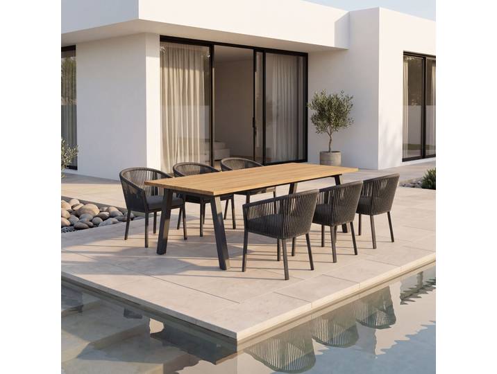 Clemento Gartenmöbel-Set 7tlg. Dumfries 180x100cm Tisch mit Rhode