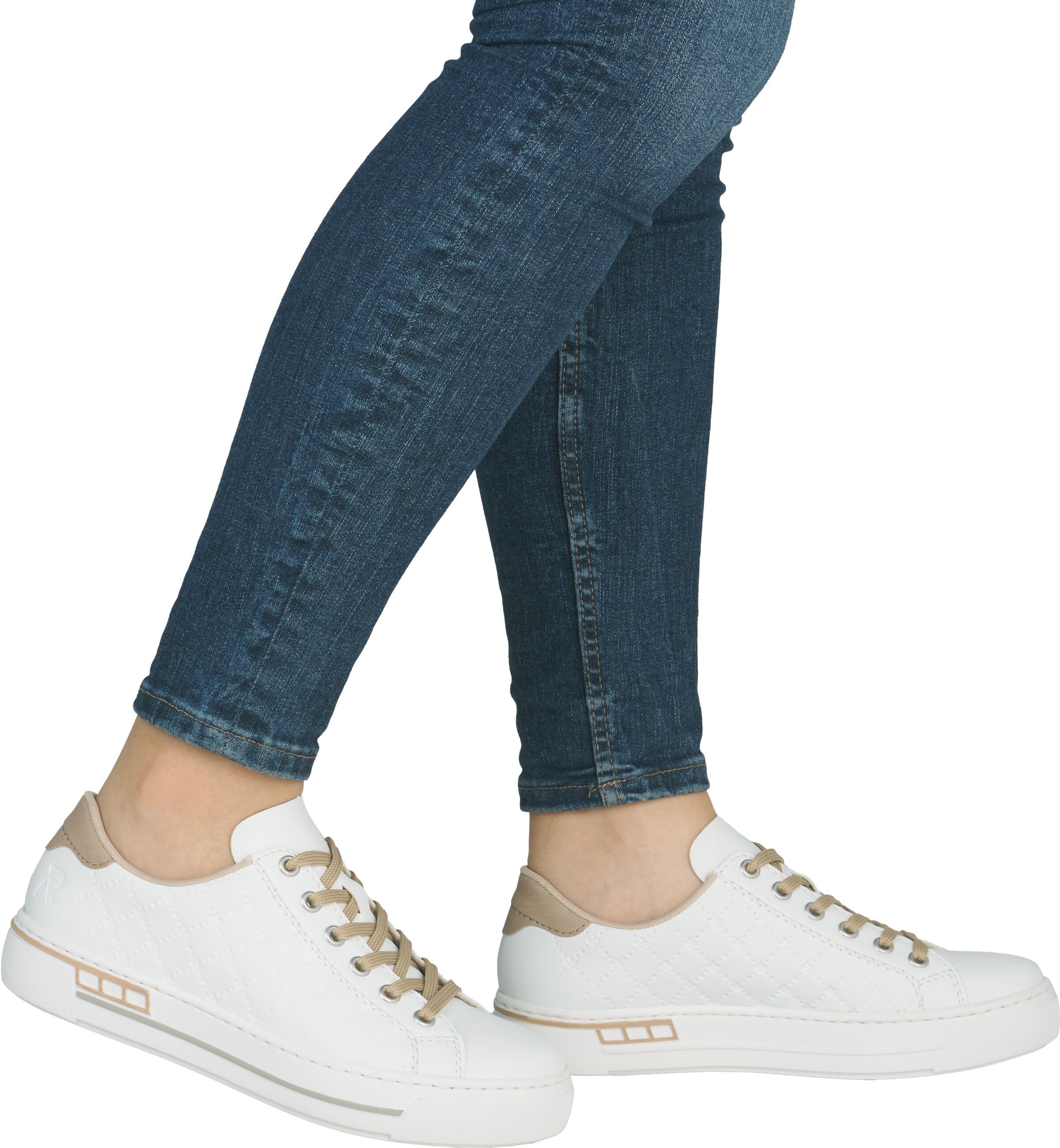 Plateausneaker RIEKER, Damen, Gr. 40, Textil, weiss (weiß), Lederimitat, Schuhe Plateausneaker, harmonischen Kontrastdetails, Freizeitschuh, Halbschuh, Schnürschuh weiß 40, Textil