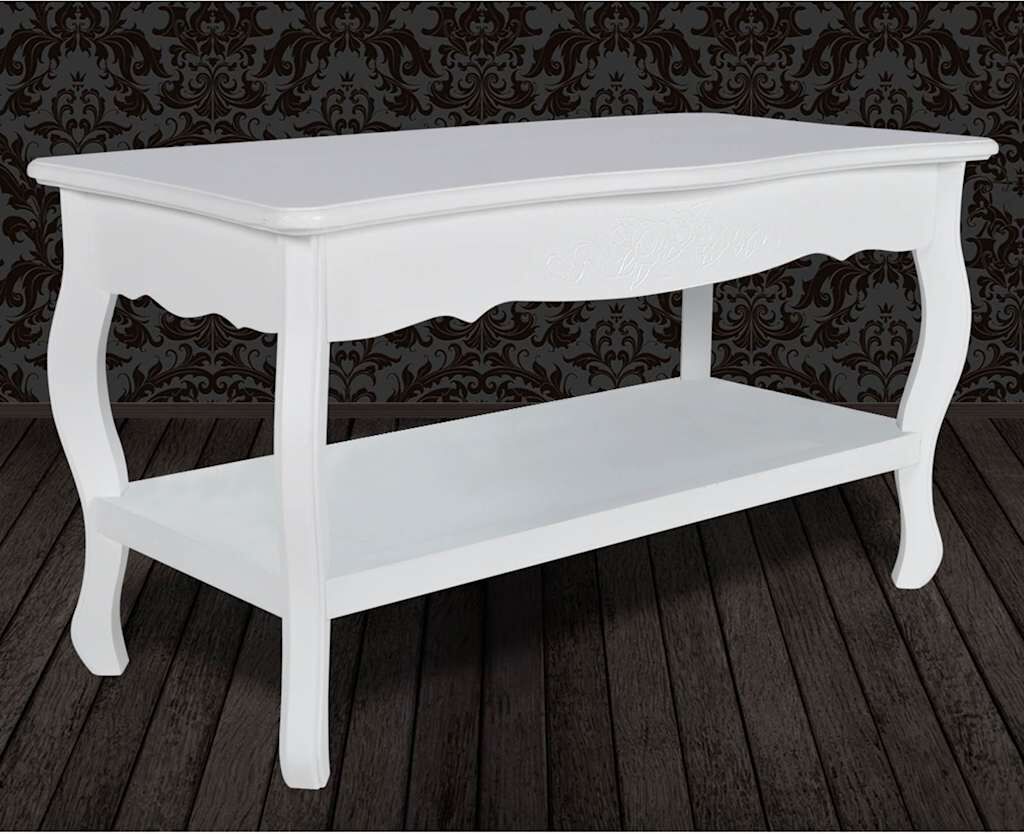 vidaXL Mesa de centro de 2 niveles de MDF blanca Blanco