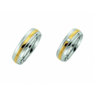 Partnerring ADELIA´S "Damen Edelstahl Freundschaftsring" Gr. 52, gold (silber), Fingerringe, Damen, 52, Edelstahl, Edelstahlschmuck für Damen