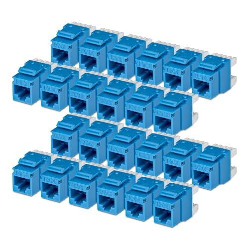 StarTech Cat6 Keystone Jack Set, 24 Stuks RJ45 Ethernet UTP Wall Jacks, 180 Graden, 110 Punch Down, Blauw