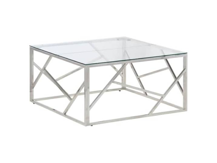 Tmriohed Couchtisch Quadratisch Glas Edelstahl Modern 80x80x40 cm Eleganter Akzenttisch mit gehärteter Glasplatte für Ihr Wohnzimmer, pflegeleicht und zeitlos kombinierbar.