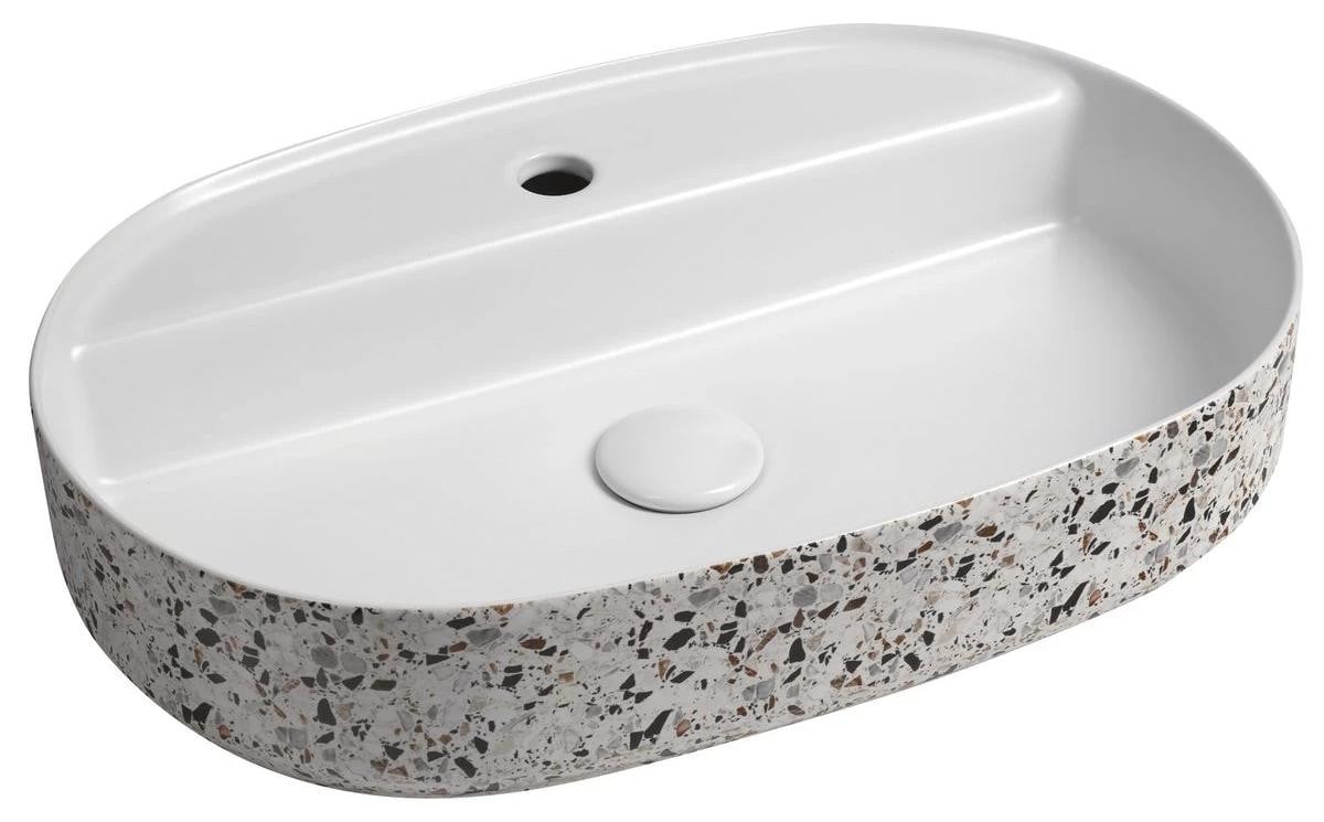 Isvea INFINITY OVAL keramisch wastafelblad terrazzo B: 60 cm, D: 40 cm