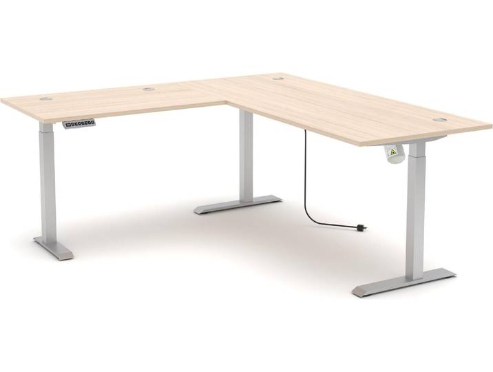 Mömax Eckschreibtisch Siena Eiche/Silber höhenverstellbar