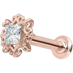 14 Karat Gold Labret mit Innengewinde MOISSANIT-QUADRAT + ORNAMENTE
