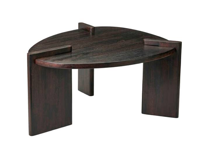 Table basse ovale design en bois de manguier 62.5x50.5x31cm