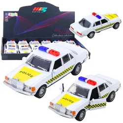 Klassisches Polizeiauto, Metallantrieb, Türen zum Öffnen, Weiß, Maßstab 1:32