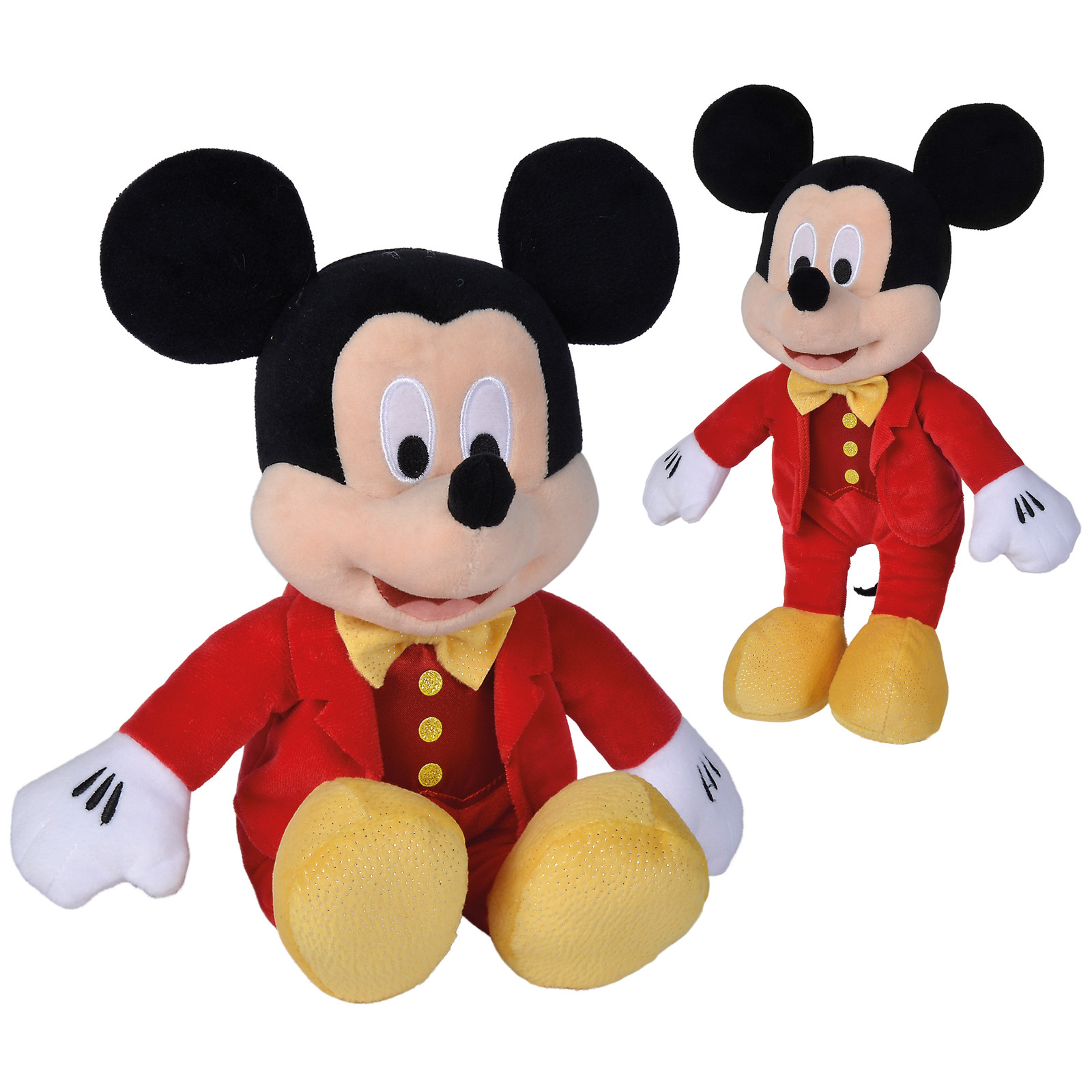 Simba Disney Mickey Mouse pluche knuffel in rode smoking, 25 cm