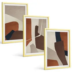 BILDER SET 3er Set - 40x60 cm Goldrahmen - Abstrakte moderne Strukturen