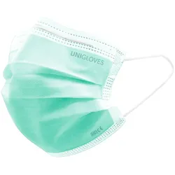 Einmal-Mundschutz Profil Plus, mit Gummizug, grün  (50 Stck.) UK = 10 Pack